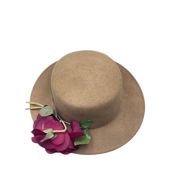 Astre Vintage 1960s Boater Beige/Brown 100% Wool Hat Made in USA main image 5